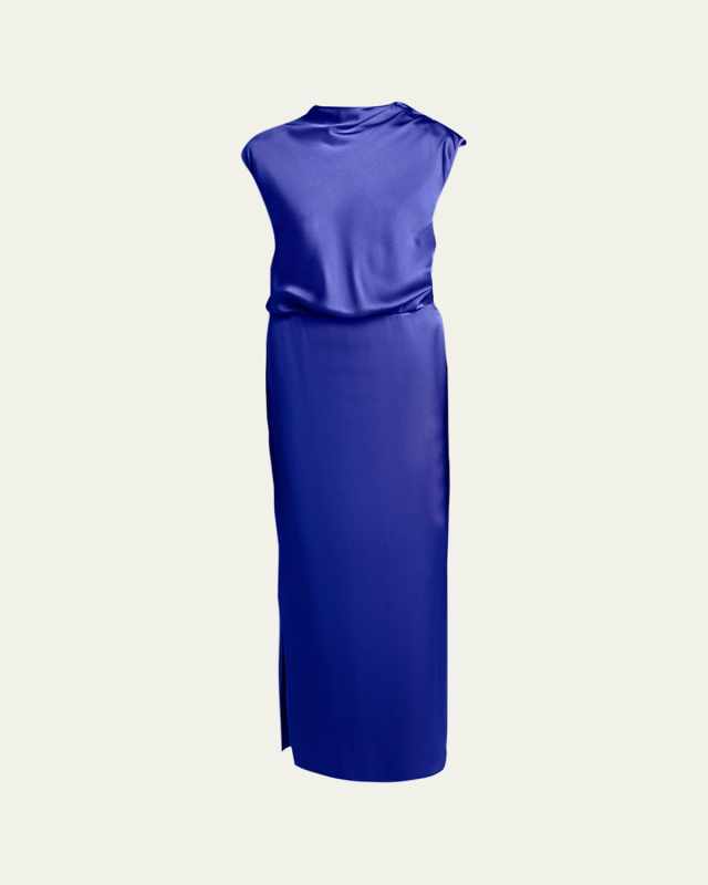 High-Neck Double Silk Satin Gown